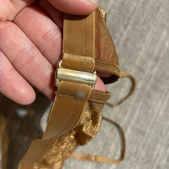 SKIMS Sparkle Glissenette Front Close Triangle Bralette Tan Brown Chai 3X NWT - Picture 5 of 9